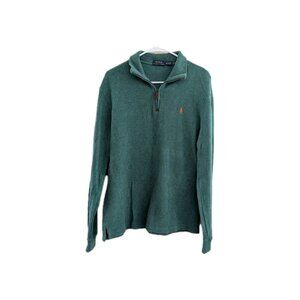 Polo Ralph Lauren Men’s Green Quarter Zip Pullover Old Money Aesthetic Size Med
